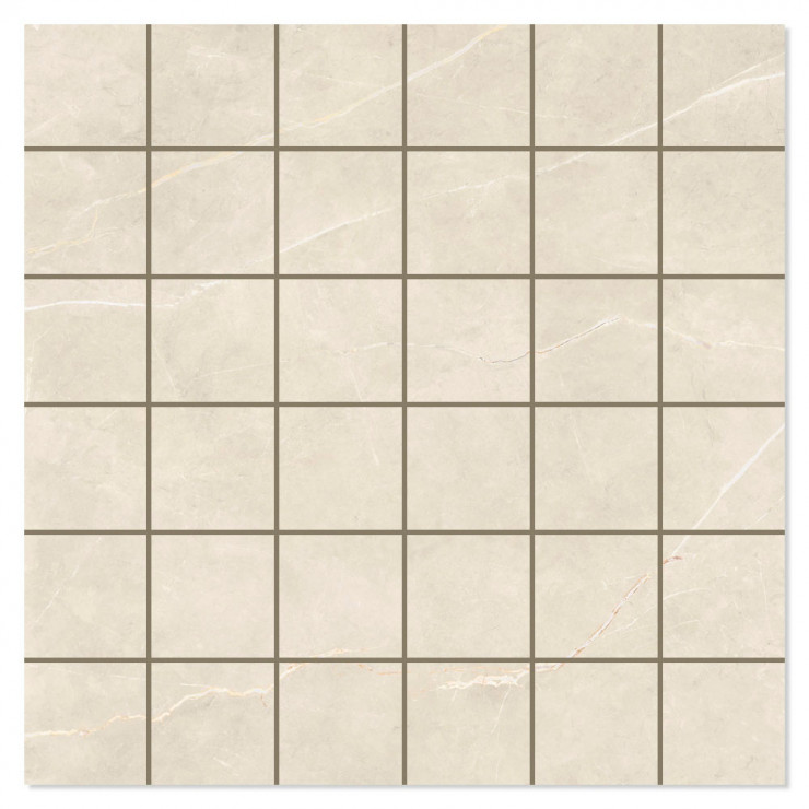 Marmor Mosaik Klinker Royal Beige Polerad 30x30 (5x5) cm-0